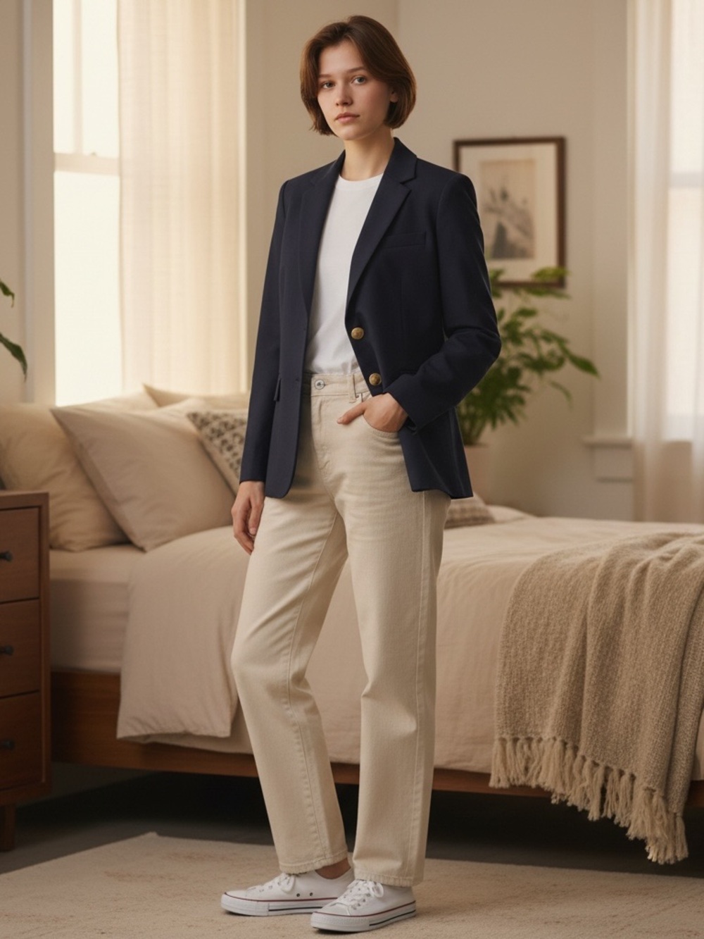 J. Crew Navy Single-Breasted Blazer Buttoned 8